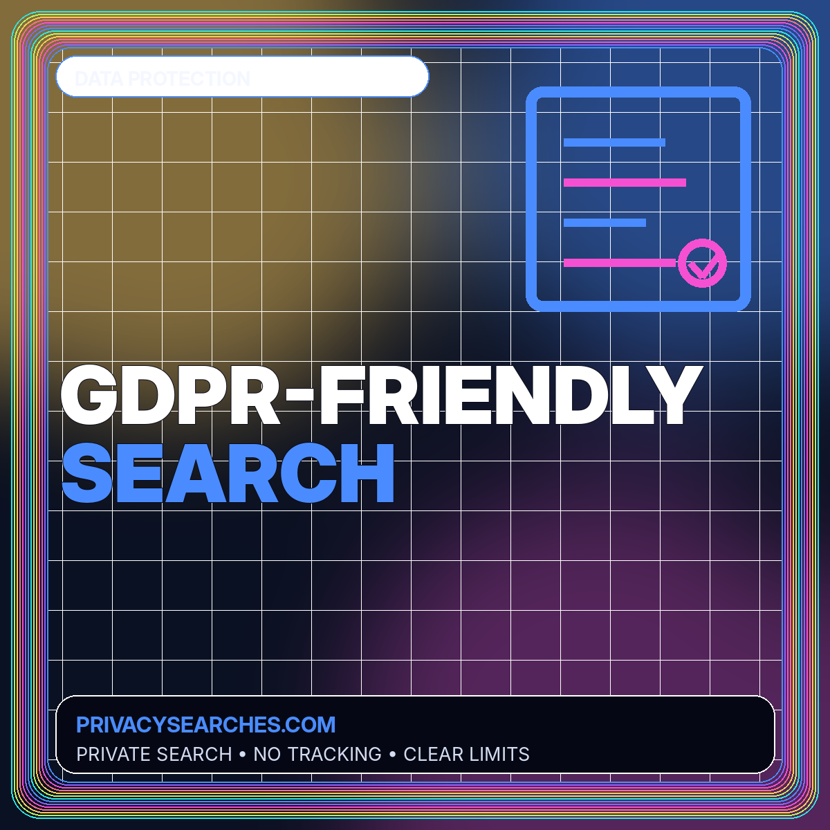 Neon typography card for GDPR-Friendly Search: A Reader’s Evaluation Checklist